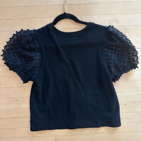 Anthropology Maeve black sheer puff sleeve top, MP,  GL1012 - Picture 6 of 6